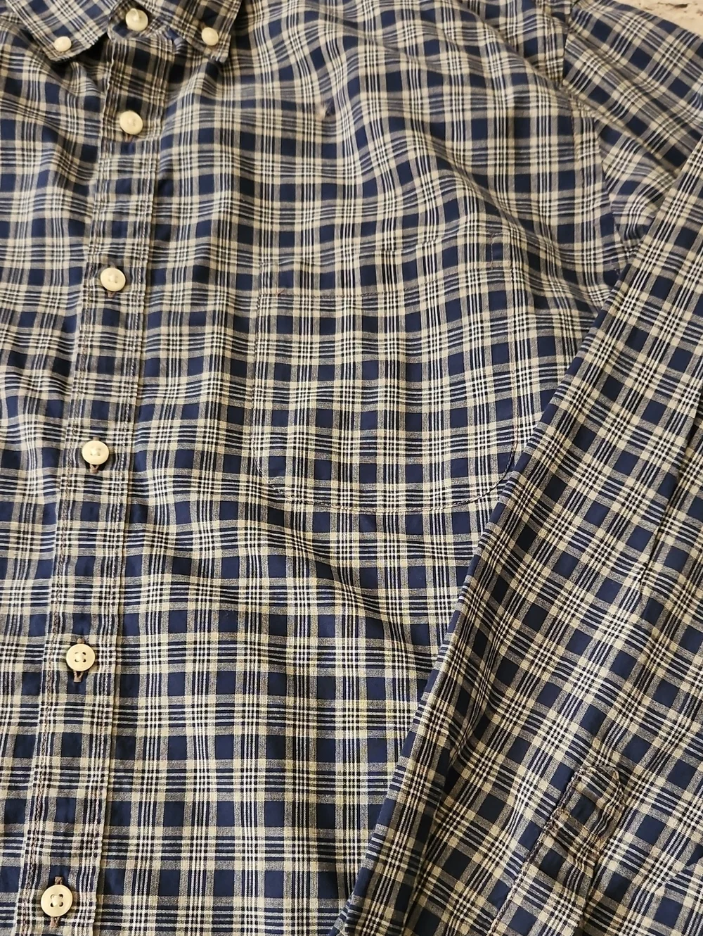 J. Crew Slim Navy and White Plaid Button-Down Shirt Size XL